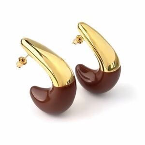 Gold and Brown Earrings Sculptural Drop Earrings | Modern Two-Tone